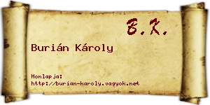 Burián Károly névjegykártya